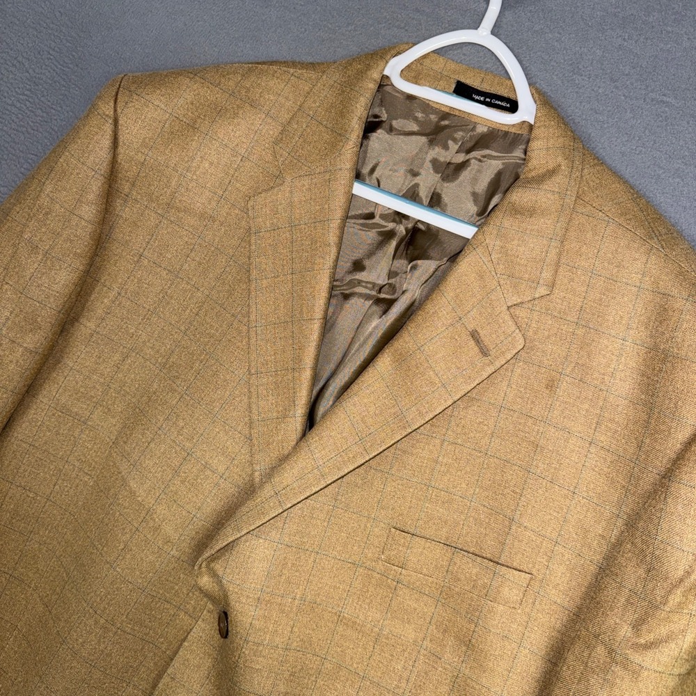 Lauren Ralph Lauren Blazer Mens 52L Brown Windowpane Plaid 3-Button Sport Coat